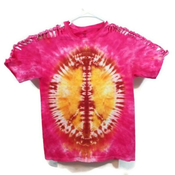 Handmade Tops - Hand Dyed Tie Dye Tee Cotton Jersey Shirt Large